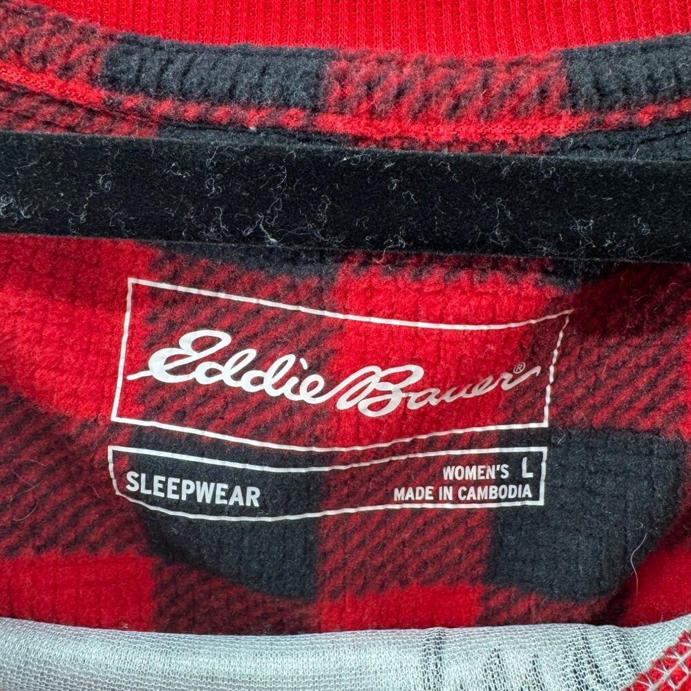 Eddie Bauer Moose Print Pajama Red Black Buffalo Plaid Set Size Large - Picture 4 of 9